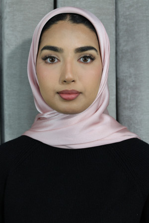 Glossy Silk Square Signature Hijab | Soft Pink