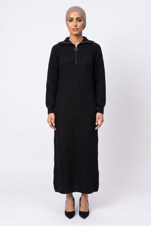 Knitted Jumper Dress - Black