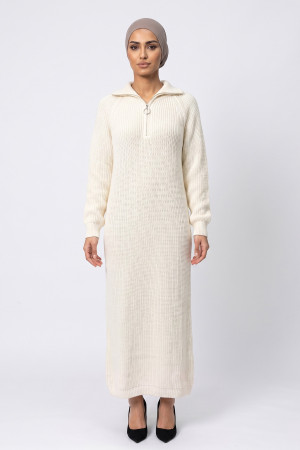 Knitted Jumper Dress - Cream