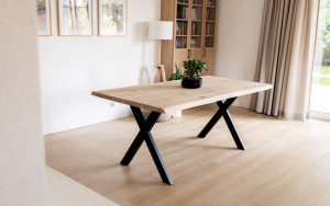 Vagamo Eiche Toptisch mit X-Beinen