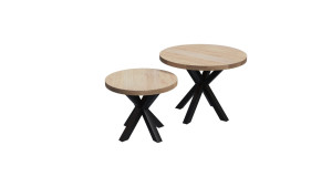 Runder Berg Eiche Couchtisch mit Matrix Bein