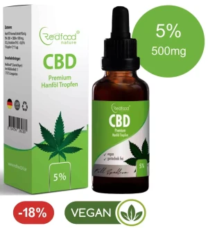 Redfood CBD ÖL 5 % Vollspektrum Hanf Öl 10ml (500mg)