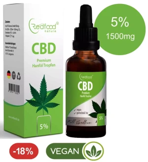 Redfood CBD ÖL 5 % Vollspektrum Hanf Öl 30ml