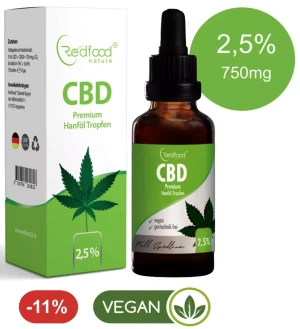 Redfood CBD ÖL 2,5 % Vollspektrum Hanf Öl 30ml