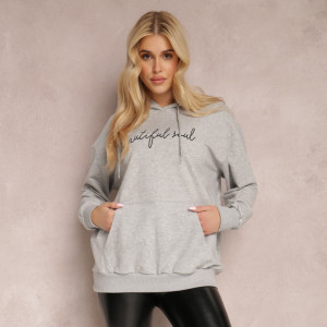 Jasnoszara Bluza Taniamenis, szary, dzianina, Renee, damski, przejściowy, rozmiar L