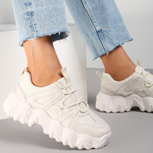 Beżowe Sneakersy Astima, beżowy, imitacja skóry, Renee, damski, przejściowy, rozmiar 38