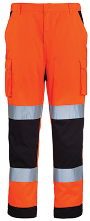 Pantalon de travail homme à haute visibilité multipoches PATROL hi-viz orange/marine TL COVERGUARD 7PAOPL Orange