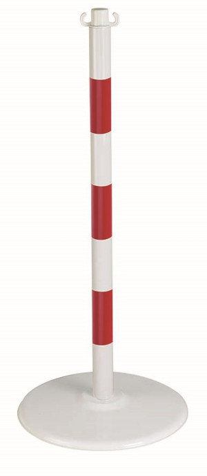 Poteau acier sur socle à poser rouge/blanc NOVAP 2246507 Blanc