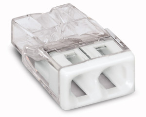 Borne pour boîtes de dérivation COMPACT avec boîtier transparent 2 conducteurs boîte de 100 WAGO 2273-202 Blanc