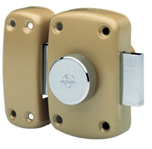 Verrou à bouton CYCLOP pêne de longueur 110 mm cylindre de 40 mm bronze VACHETTE 16200000