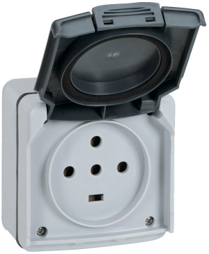 Prise étanche 3P+T+N PLEXO complet gris IP55 20 A LEGRAND 091657 Gris