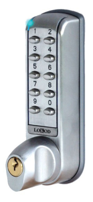 Serrure à code électronique J-Tronic sur serrure tubulaire à pêne demi-tour LOKOD 35500-CS