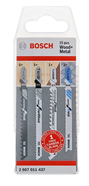Pack 15 lames de scie sauteuse pour bois / métal BOSCH 2607011437