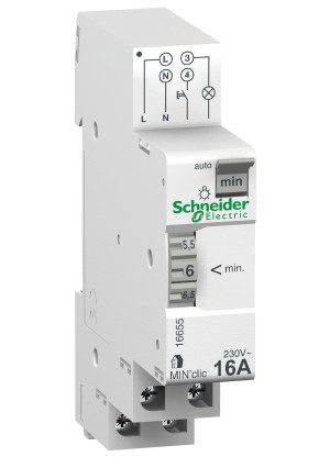 Minuterie Resi9 Min 1 contact 16A/250Vca réglage par molette SCHNEIDER ELECTRIC 16655