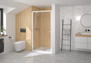 Paroi douche porte pivotante SUPRA P profilé chromé verre transparent 90 cm KINEDO PA1522CTN Chromé