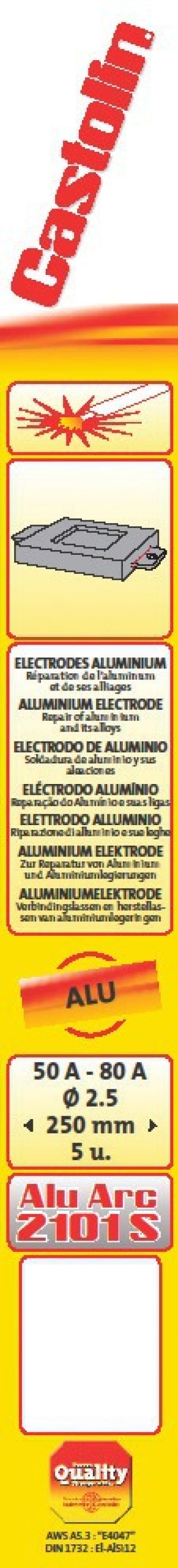 Etui de 5 baguettes alliage d'aluminium 2101 S diamètre 2,5 mm CASTOLIN 2101 S 2505