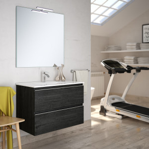 Meuble de salle de bain 70 cm simple vasque 2 tiroirs BALEA ebony (bois noir) COSYNEO INGBALEA70EBO Ebony