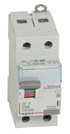Interrupteur différentiel DX³-ID 2P 230 V 25 A type AC 300 mA LEGRAND 411524