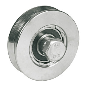 Roue à gorge en V diamètre 120 x 32 mm vis 14 x 70 mm AVL 916120Y/2