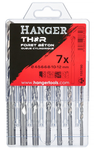 Coffret forets béton queue cylindrique THOR 7 pièces HANGER 155790