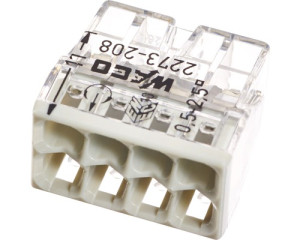 Borne pour boîtes de dérivation COMPACT avec boîtier transparent 8 conducteurs boîte de 50 WAGO 2273-208 Gris clair