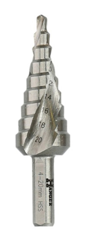 Fraise étagée à goujure hélicoïdale HSS 4 à 20 mm HANGER 153420