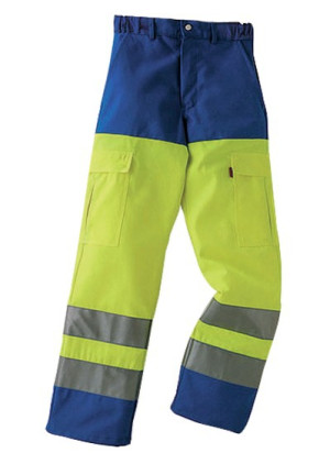 Pantalon haute visibilité IRIS jaune fluo/azurin T44/46 LAFONT 1HVI82CP007094446 Jaune fluo