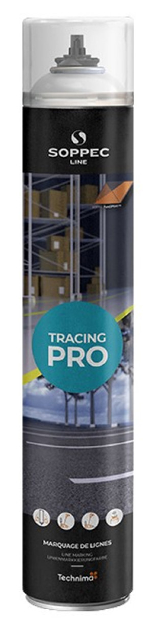 Peinture de marquage au sol TRACING® PRO système PureSPRAY blanc RAL 9016 aérosol 750 ml SOPPEC 152000O Blanc