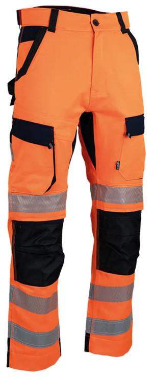 Pantalon haute-visibilité Ultrason EJ78+5 stretch orange fluo/bleu foncé T38 LMA LEBEURRE 1909-38 Orange fluo