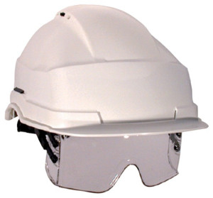 Casque de chantier IRIS 2 blanc avec lunette masque AUBOUEIX 0271C Blanc