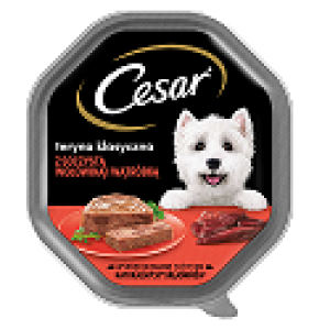 Cesar z soczystą wołowiną i wątróbką w pasztecie, mokra karma dla psów (tacka) 150g