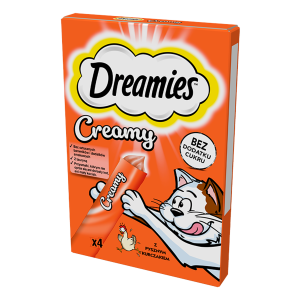 Dreamies Creamy z kurczakiem, przysmak dla kotów 4x10g