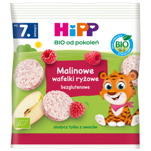 HiPP BIO Od Pokoleń Malinowe Wafelki Ryżowe 7Mc 30g