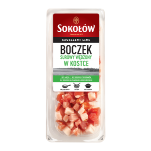 Sokołów boczek wędzony surowy kostka 75g