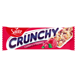 Sante Crunchy baton żurawinowo malinowy w polewie waniliowej 40g