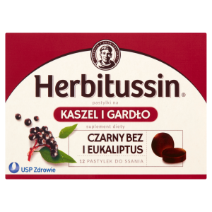 Herbitussin Kaszel i Gardło, suplement diety, 12 tabletek
