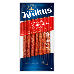Krakus kabanosy klasyczne z szynką 180g