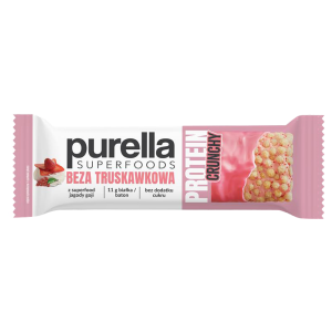 Purella Superfoods baton proteinowy Beza Truskawkowa 11g białka 45g