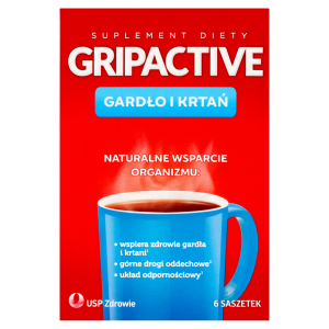 Gripactive Gardło i Krtań, suplement diety, 6 saszetek