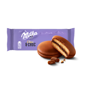 Milka Choc&Choc ciastka biszkoptowe przekładane nadzieniem kakaowym oblane czekoladą mleczną 150g