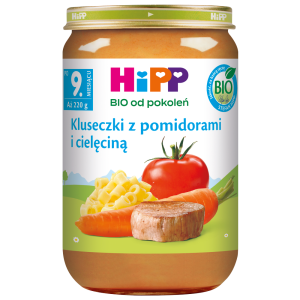 HiPP BIO Od Pokoleń Kluseczki Z Pomidorami i Cielęciną 9Mc 220g