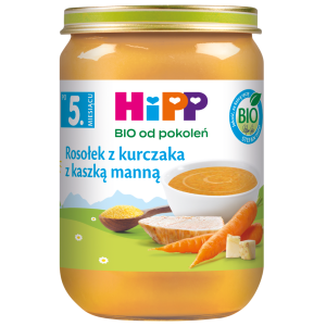 HiPP BIO Od Pokoleń Rosołek Z Kurczaka Z Kaszką Manną 5Mc 190g