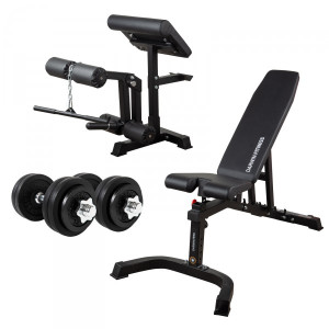 Darwin Fitness Darwin treningsbenk FB90 og to håndvekter 15 kg
