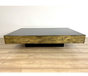 Schwarzer "Willy Rizzo" Couchtisch mit patiniertem Messing