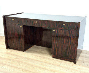 Zweiseitiger Art-Déco-Schreibtisch „NEW YORK” – Makassar-Ebenholz