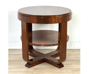 Runder kleiner Art Deco Tisch "Hannover - Walnuss"
