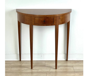 Biedermeier halbrund Beistelltisch Kirschbaum mit Schublade (S15)