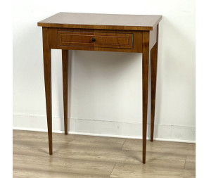Biedermeier Beistelltisch mit Schublade, 60x40 cm Kirschbaum (S12)