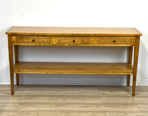 Biedermeier Wandtisch aus Birke mit drei Schubladen (S33)