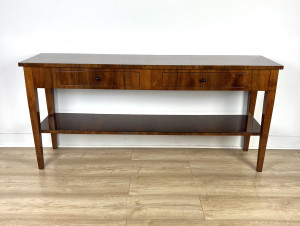 Biedermeier Wandtisch mit zwei Schubladen Nussbaum (S32)